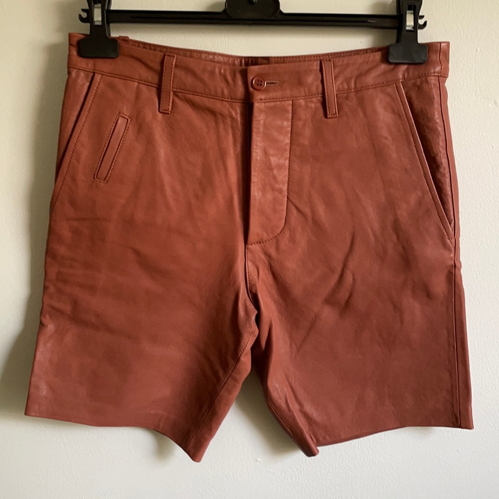 Mackage Manuel sz 28 lamb leather brick colour shorts